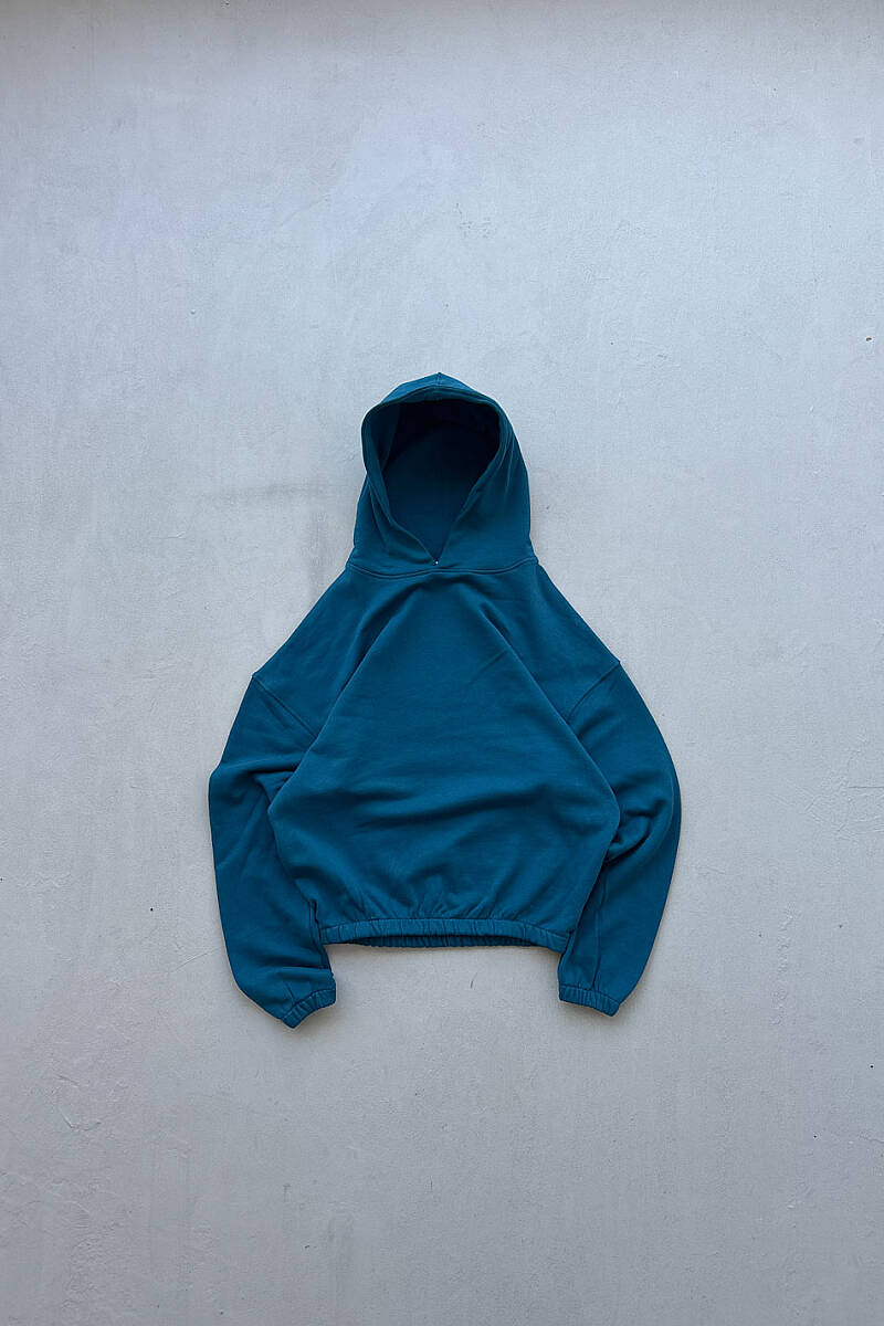 Petrol Mavi Oversize Boxy Fit Hoodie - SOLDOUT