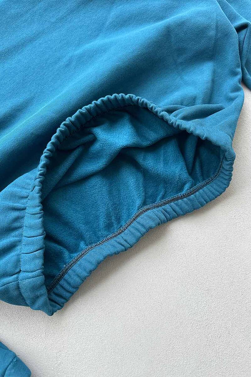 Petrol Mavi Oversize Boxy Fit Hoodie - 3