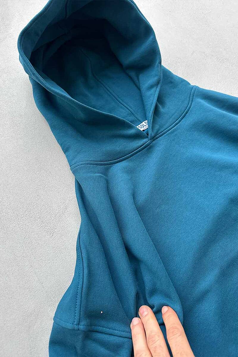 Petrol Mavi Oversize Boxy Fit Hoodie - SOLDOUT (1)