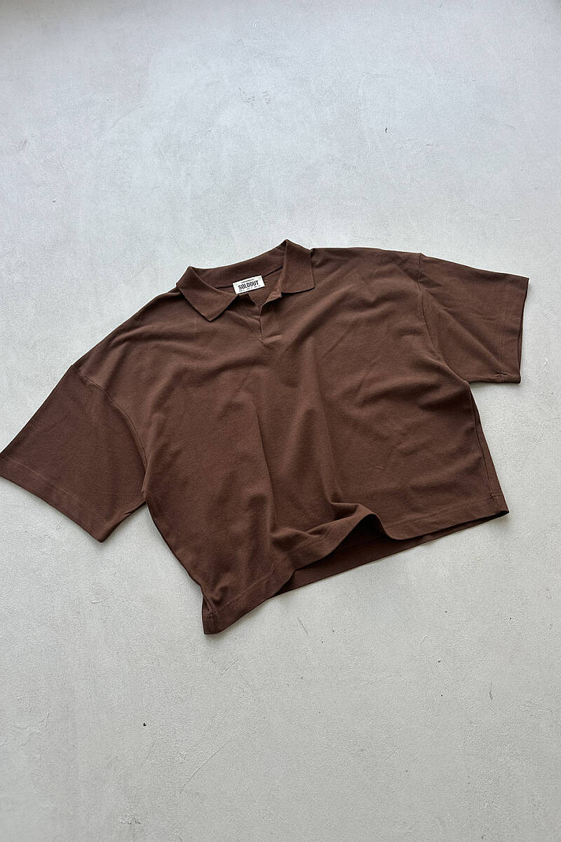 Polo Yaka Boxy Fit Crop Tişört - SOLDOUT (1)