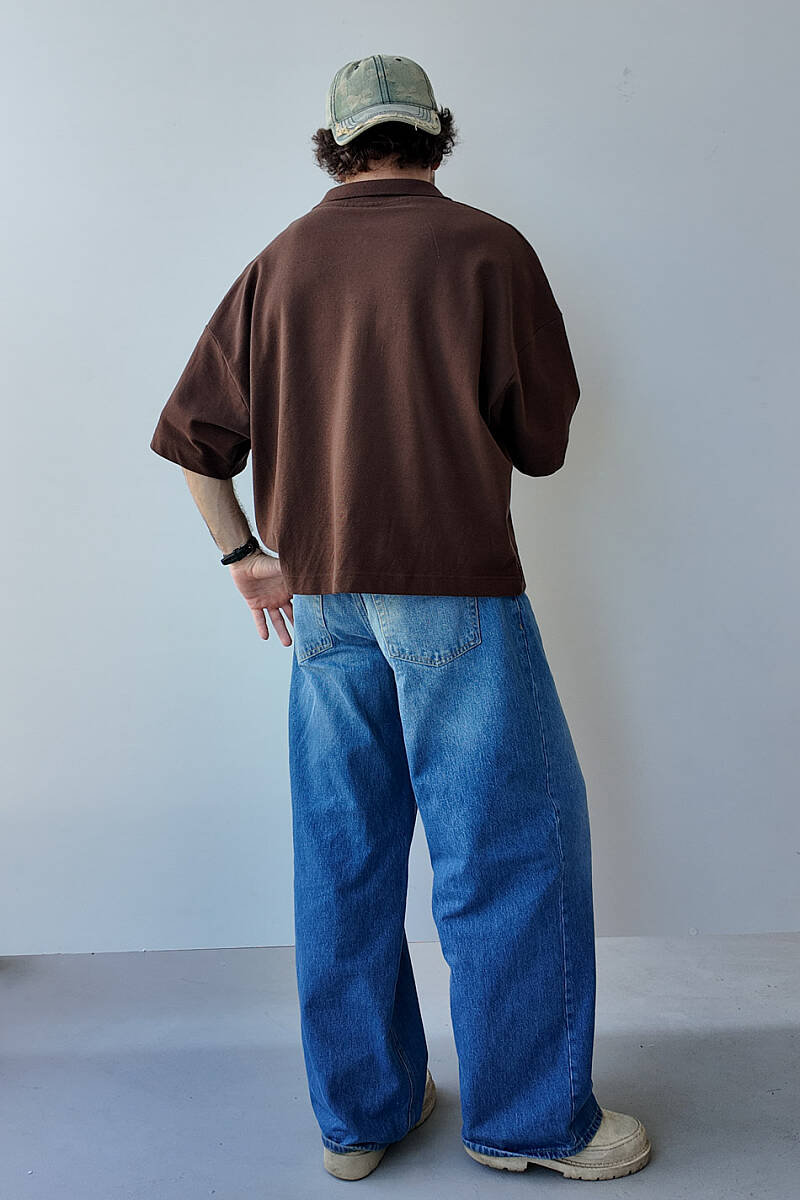 Polo Yaka Boxy Fit Crop Tişört - 3