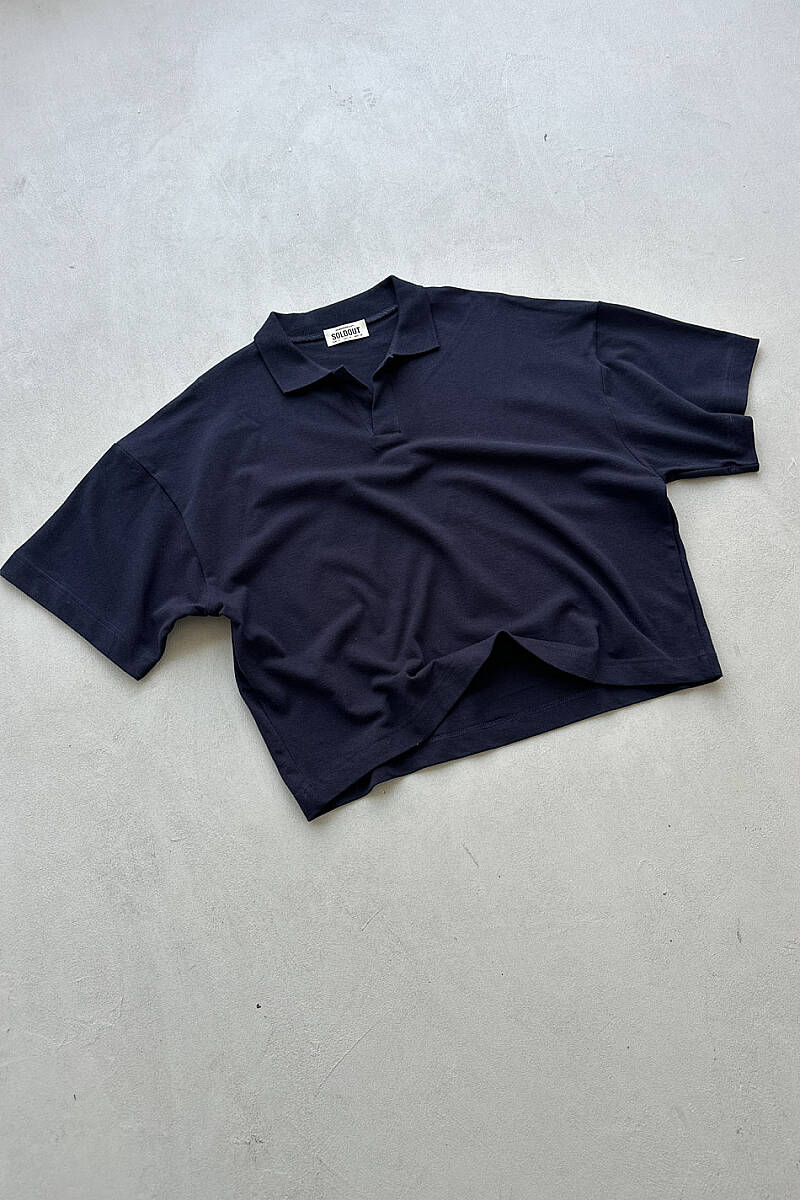 Polo Yaka Boxy Fit Crop Tişört - SOLDOUT (1)