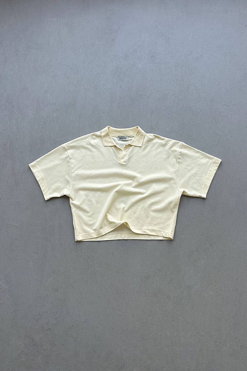Polo Yaka Boxy Fit Crop Tişört - SOLDOUT