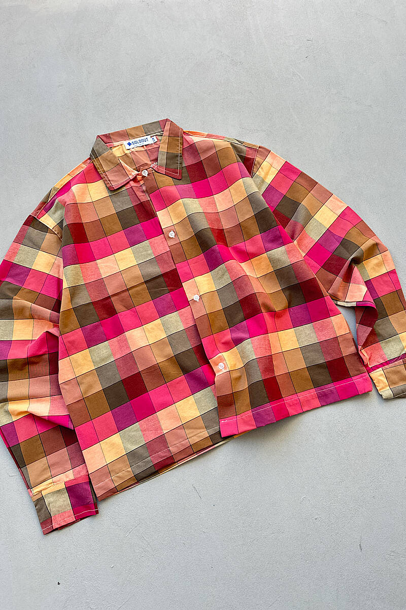 Renkli Kare Desenli Oversize Gömlek - SOLDOUT (1)