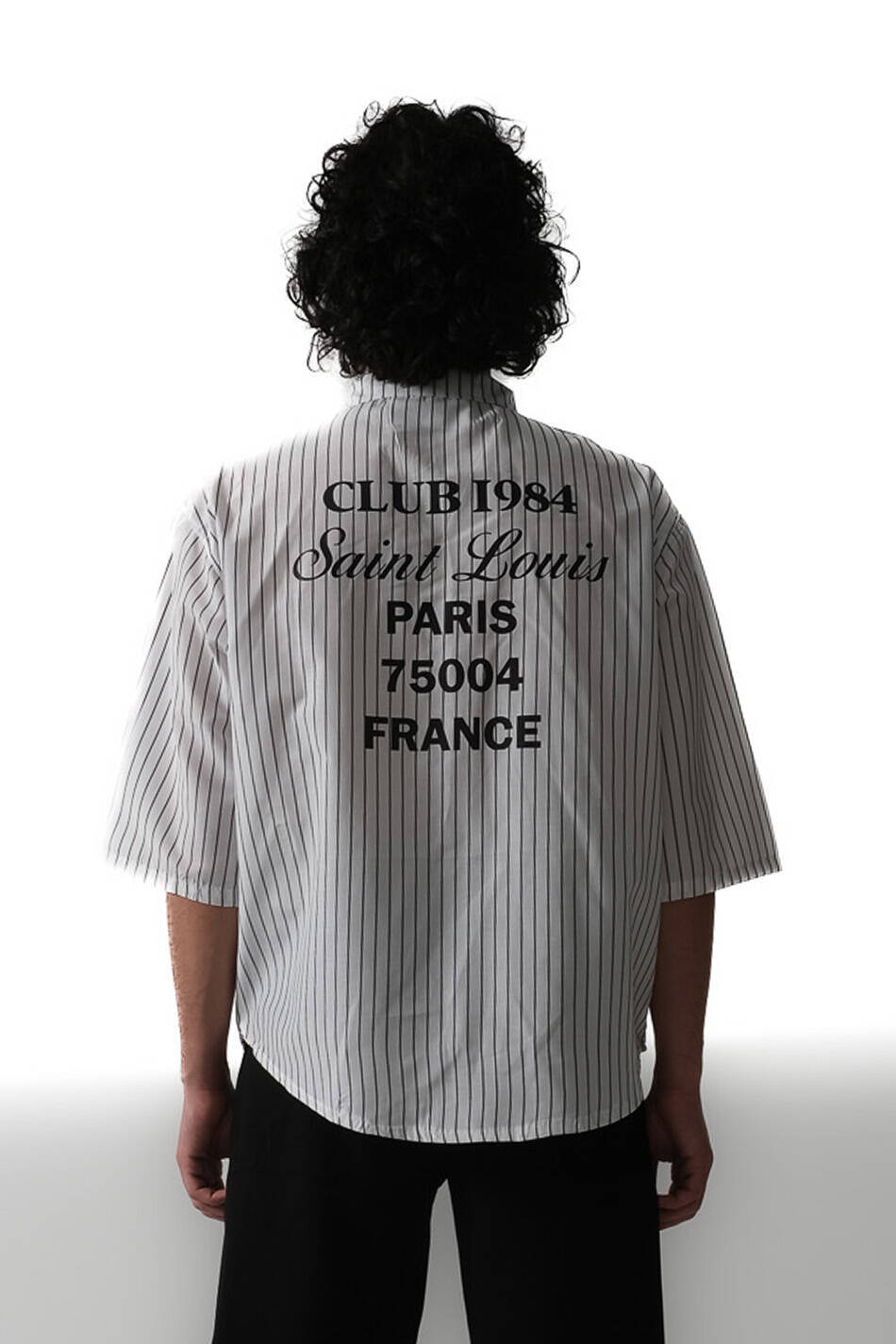 Saint Louis İnce Siyah Çizgili Yarım Kol Oversize Gömlek - SOLDOUT