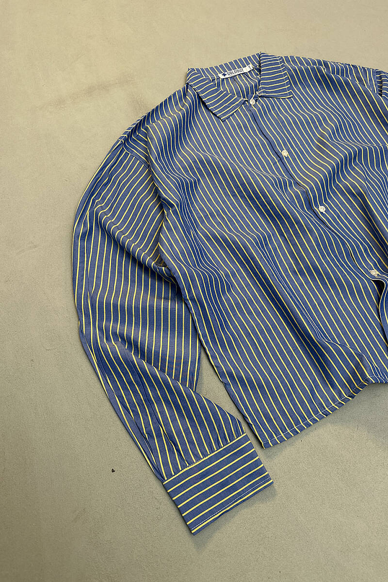 Sarı - Lacivert Oversize Gömlek - 3