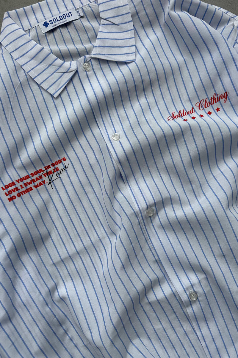 Lose Your Soul İnce Lacivert Çizgili Layered Gömlek - SOLDOUT (1)