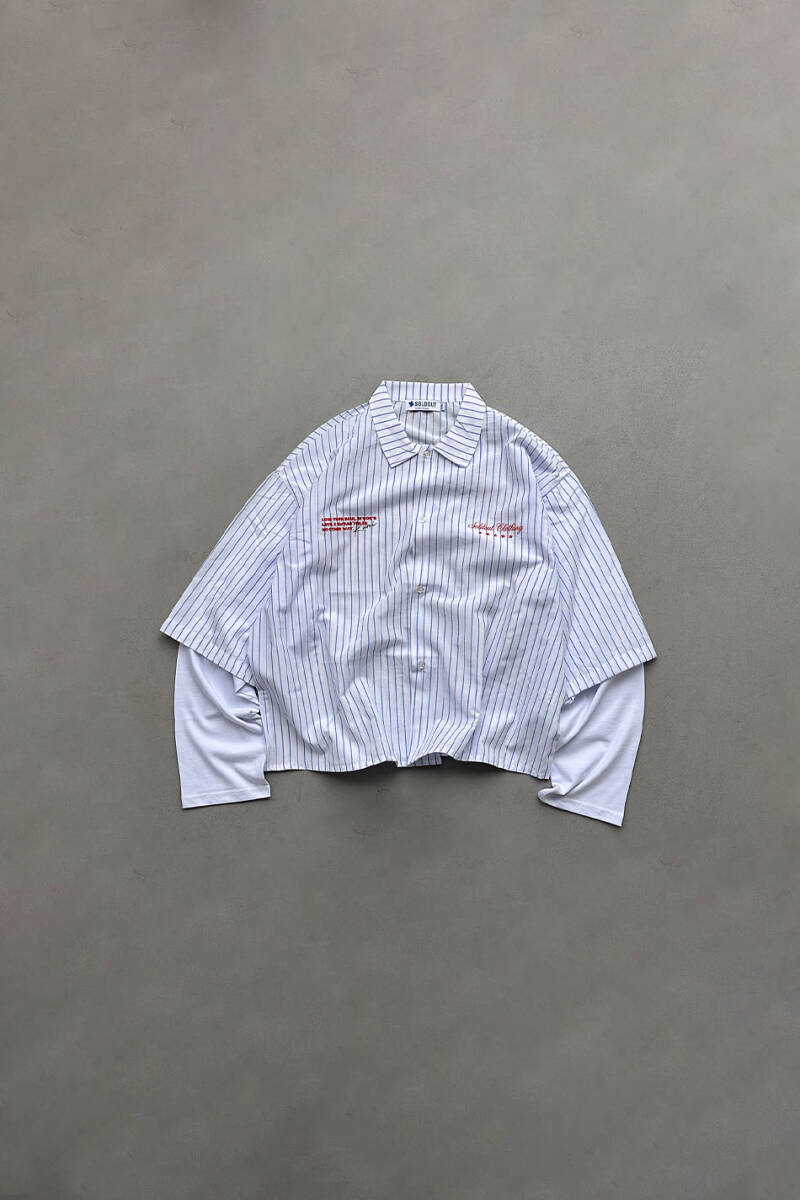 Lose Your Soul İnce Lacivert Çizgili Layered Gömlek - SOLDOUT