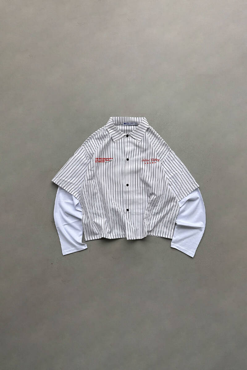 Lose Your Soul İnce Siyah Çizgili Layered Gömlek - SOLDOUT