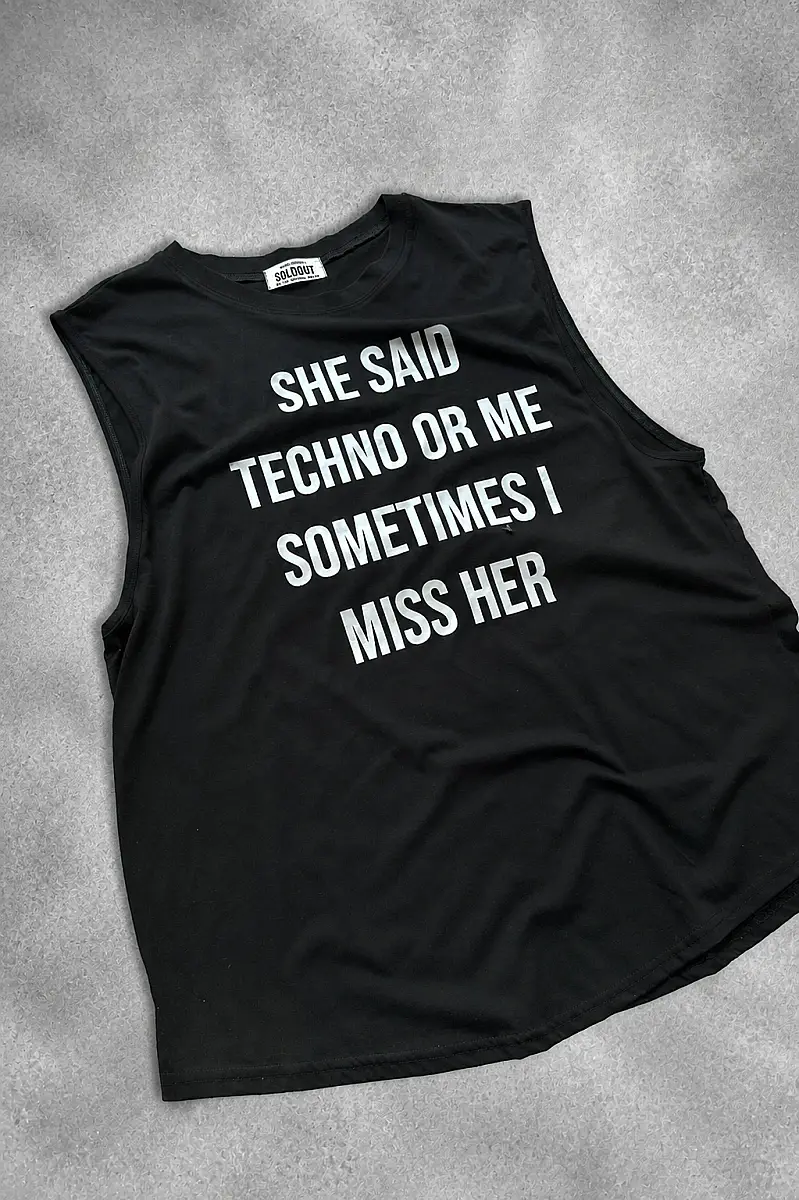 She Said Techno Or Me Baskılı Sporcu Atlet - 3