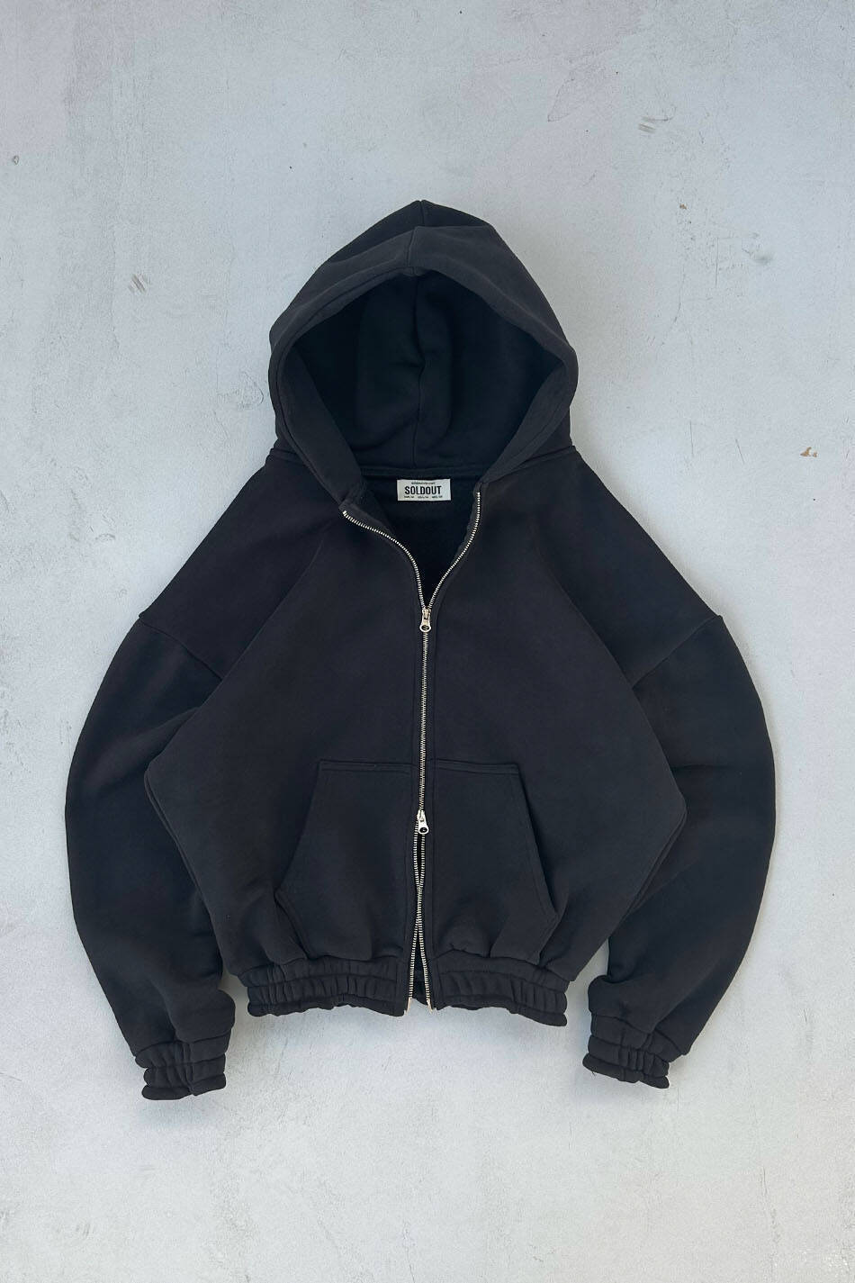Siyah Heavyweight (550 GSM) Oversize Boxy Fit Zip Hoodie - SOLDOUT