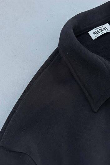 Siyah 555 GSM Loose Fit Zip Ceket - 2