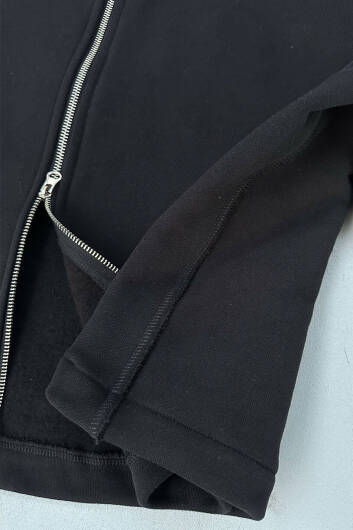 Siyah 555 GSM Loose Fit Zip Ceket - 4