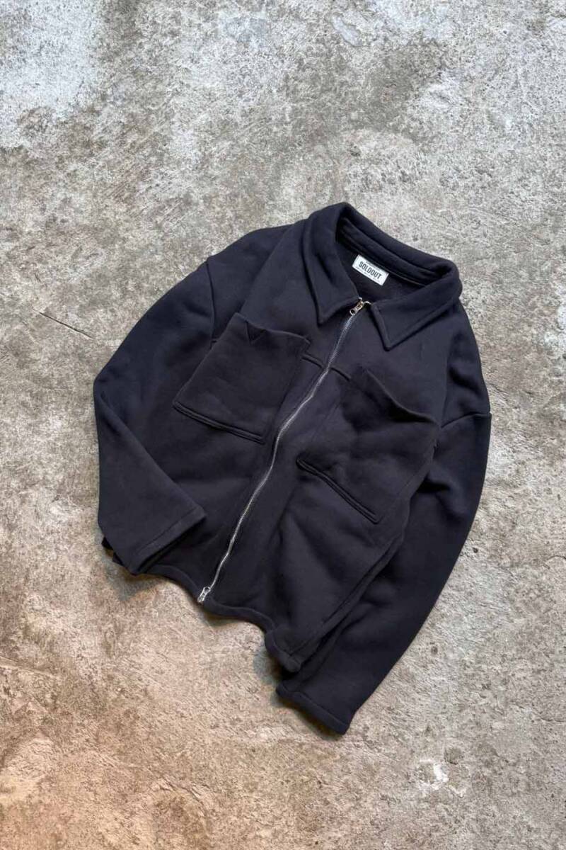 Siyah 555 GSM Regular Fit Zip Ceket - 6