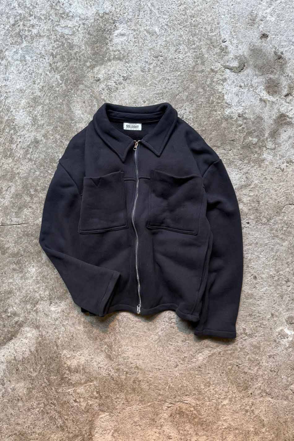 Siyah 555 GSM Regular Fit Zip Ceket - SOLDOUT