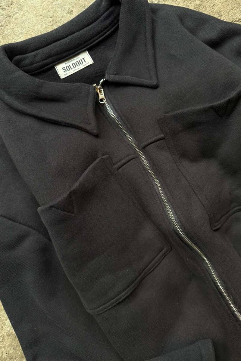 Siyah 555 GSM Regular Fit Zip Ceket - 7