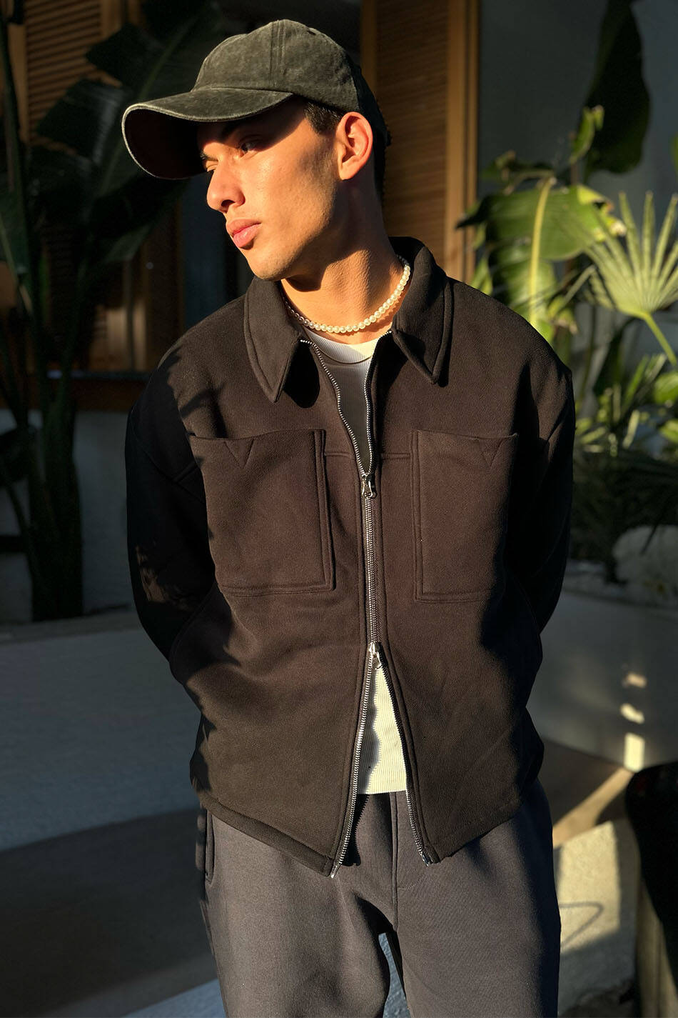 Siyah 555 GSM Regular Fit Zip Ceket - SOLDOUT