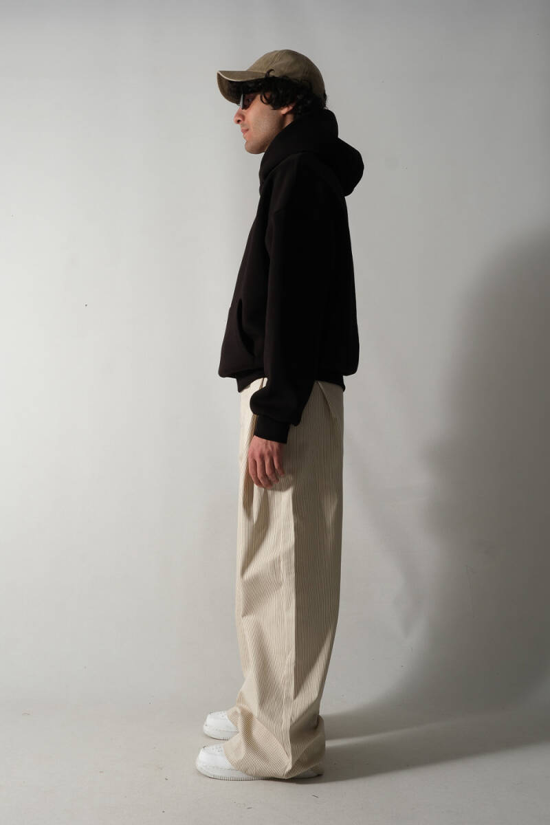 Siyah Oversize Boxy Fit Hoodie - 3