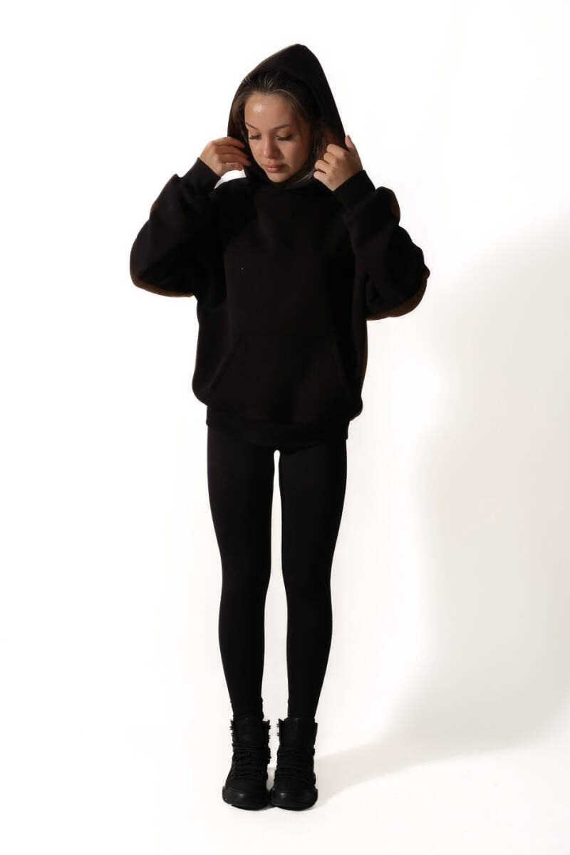 Siyah Oversize Boxy Fit Hoodie - 4