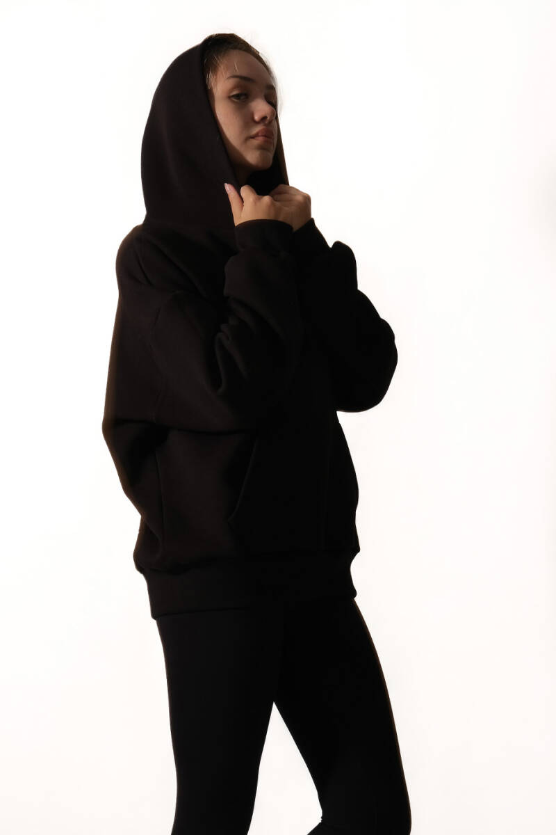 Siyah Oversize Boxy Fit Hoodie - 10