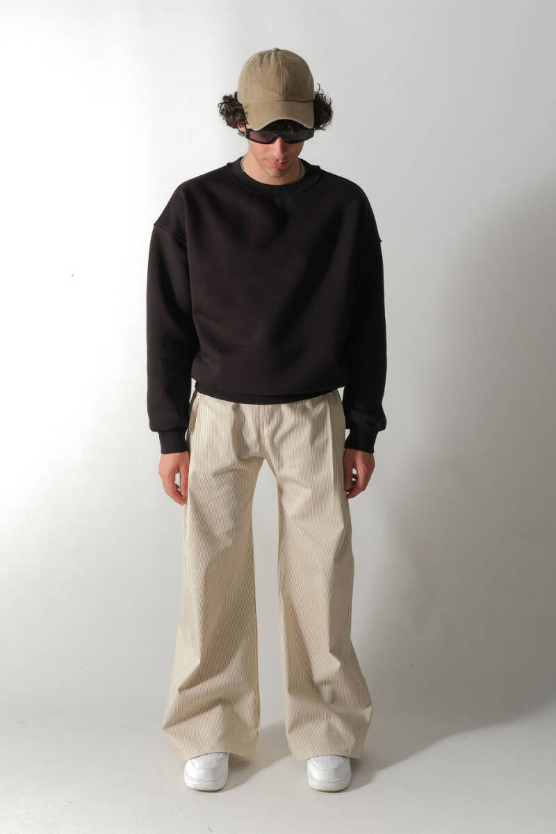 Siyah Oversize Boxy Fit Sweatshirt - 2