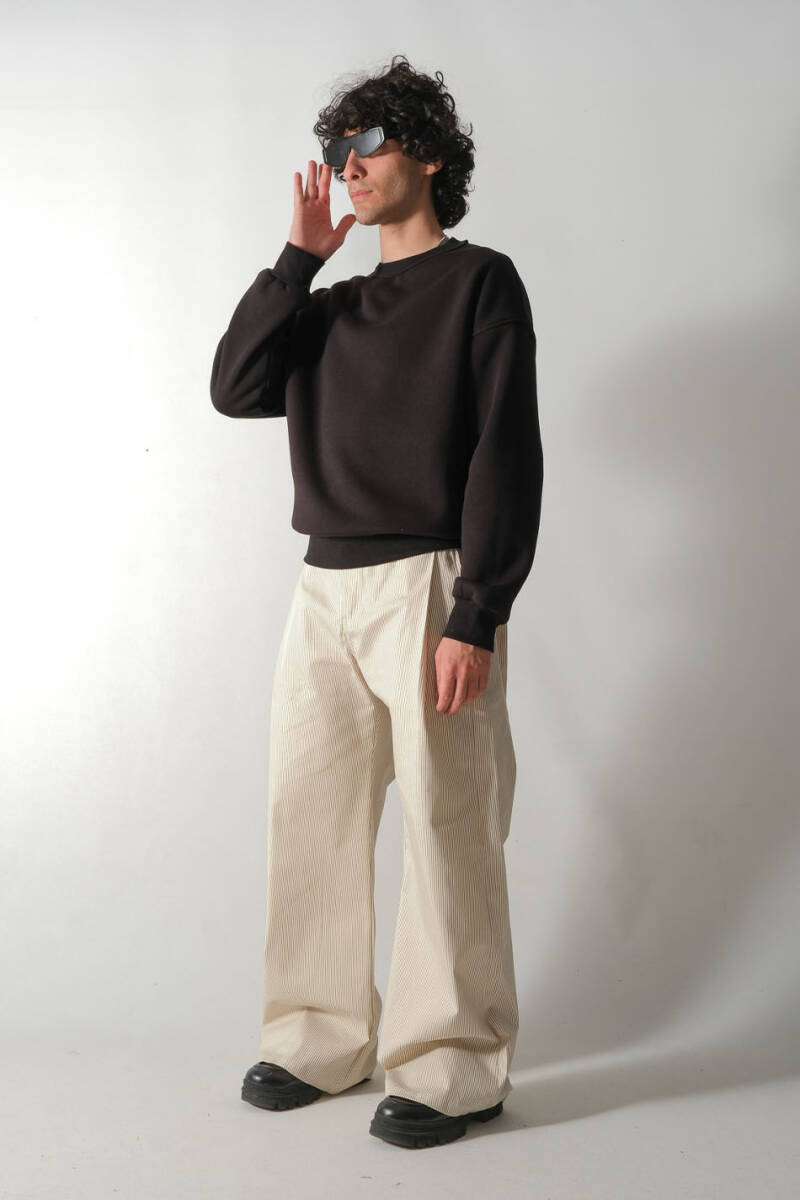 Siyah Oversize Boxy Fit Sweatshirt - 3