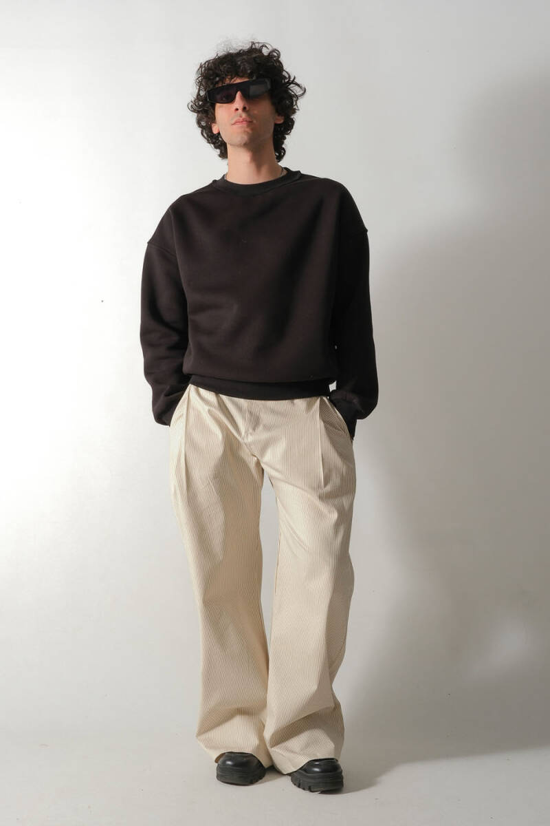 Siyah Oversize Boxy Fit Sweatshirt - 6
