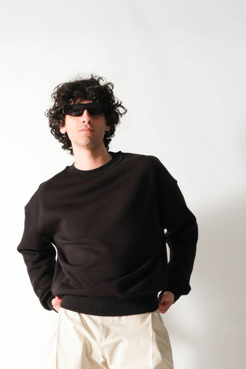 Siyah Oversize Boxy Fit Sweatshirt 