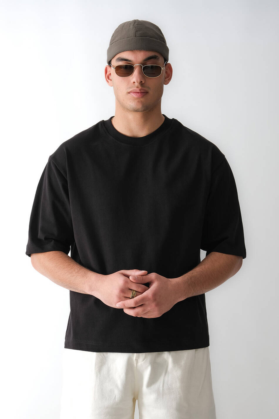 Siyah Boxy Fit Heavyweight Tişört - SOLDOUT