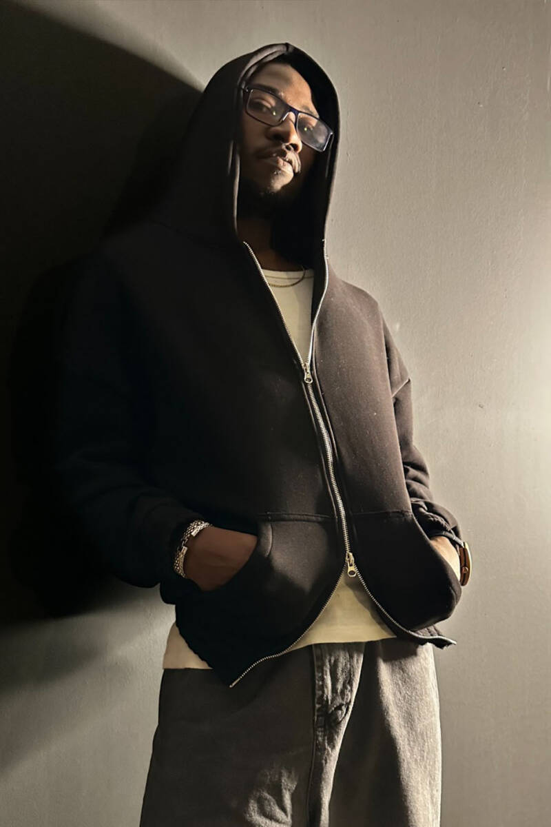 Siyah Oversize Boxy Fit Zip Hoodie 
