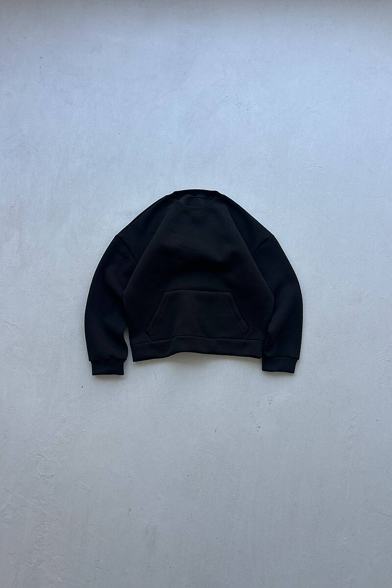 Siyah Cepli Oversize Boxy Fit Sweatshirt - SOLDOUT