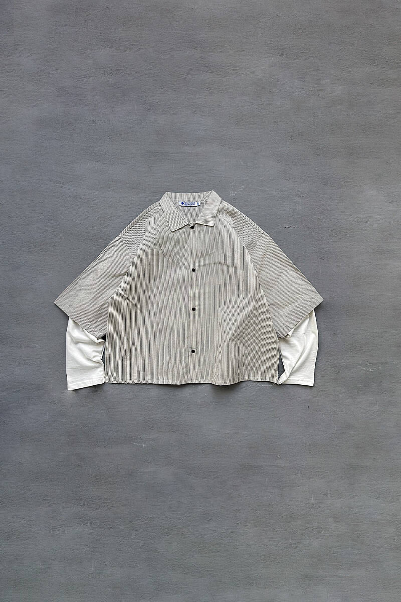  Siyah Çizgili Boxy Fit Layered Gömlek - SOLDOUT