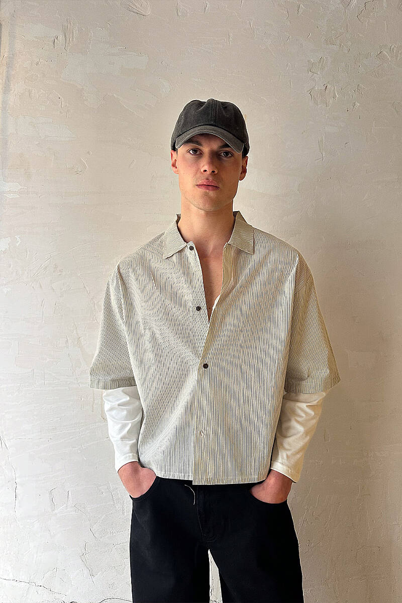  Siyah Çizgili Boxy Fit Layered Gömlek - SOLDOUT (1)