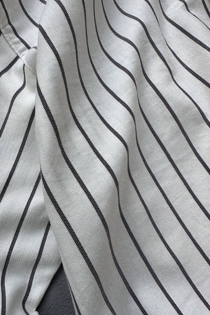  Siyah Çizgili Ekru Boxy Fit Layered Gömlek - SOLDOUT (1)