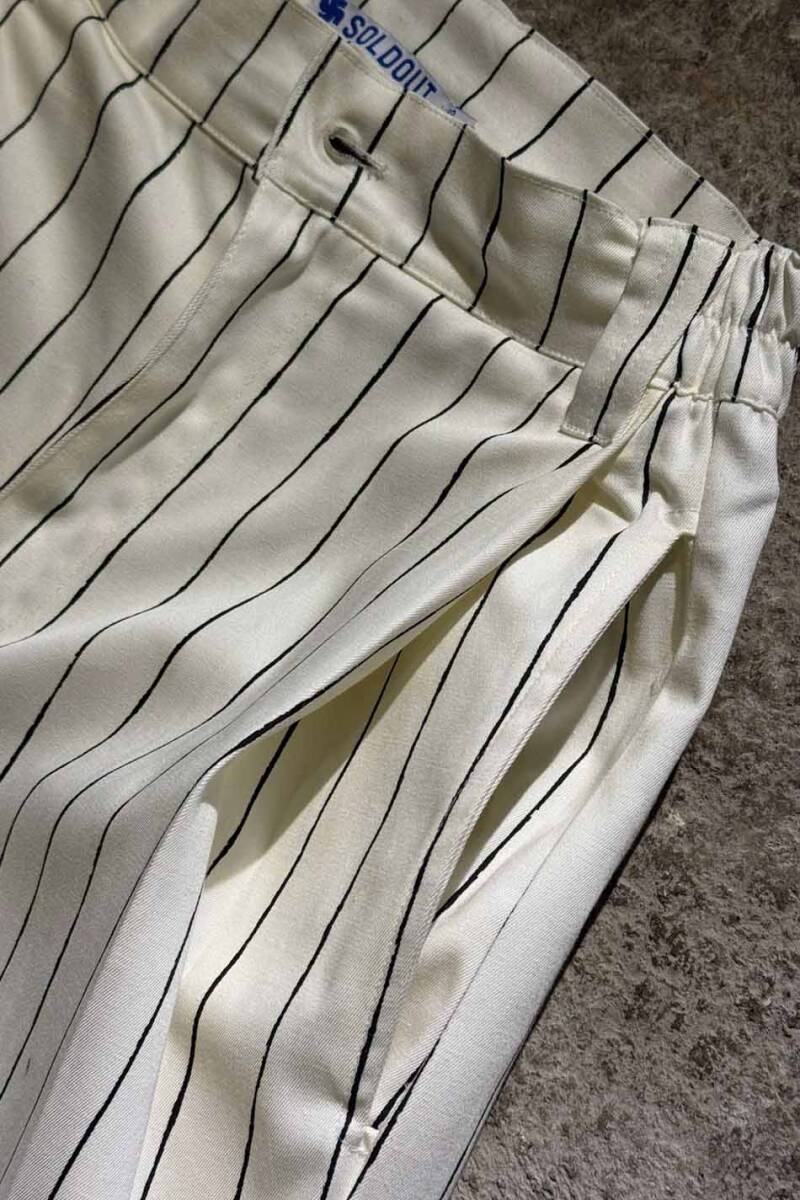 Siyah Çizgili Ekru Çift Pileli Baggy Pantolon - 6