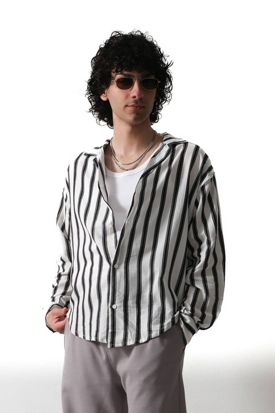 Siyah Çizgili Essential Oversize Gömlek - SOLDOUT