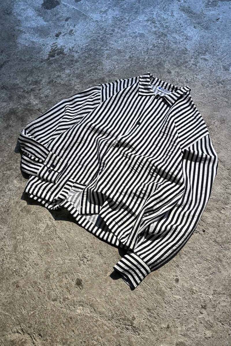 Siyah Çizgili Oversize Gömlek - 8