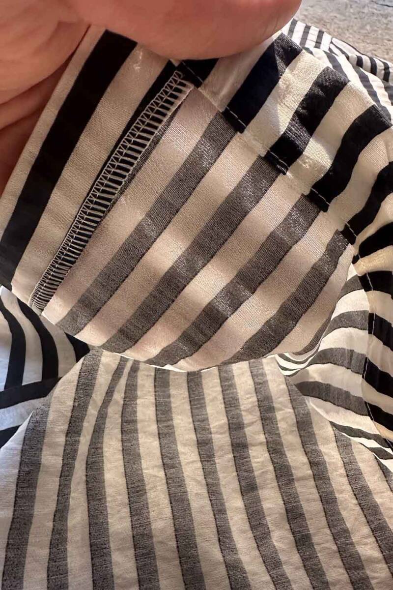 Siyah Çizgili Oversize Gömlek - 9