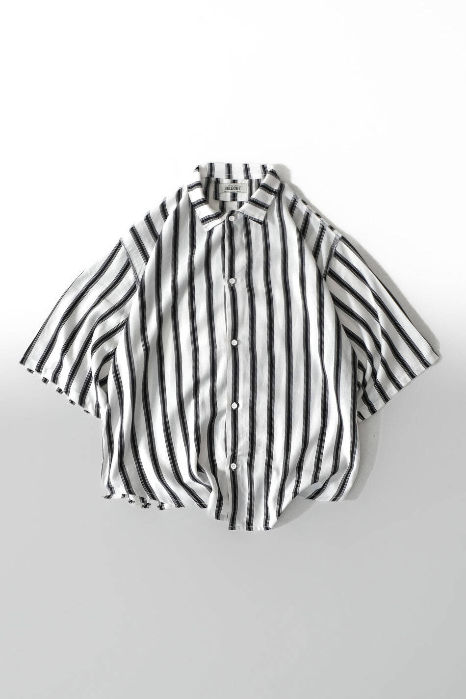 Siyah Çizgili Yarım Kol Essential Oversize Gömlek - SOLDOUT