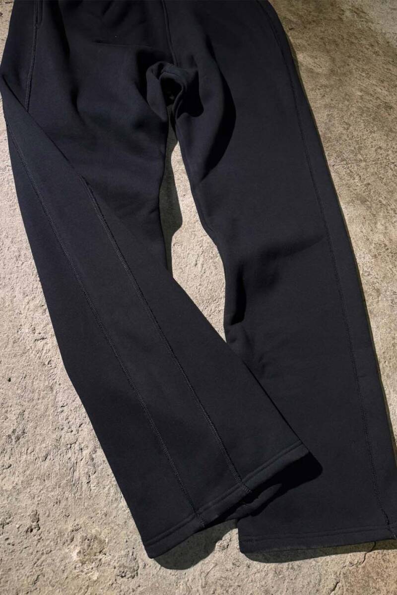 Siyah Çift Dikiş Detaylı Heavyweight (550GSM) Baggy Eşofman - 9