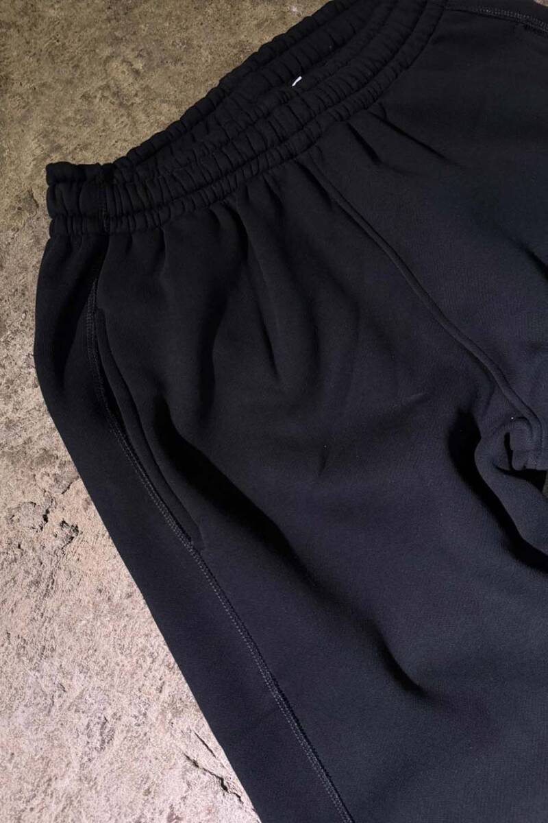 Siyah Çift Dikiş Detaylı Heavyweight (550GSM) Baggy Eşofman - 10