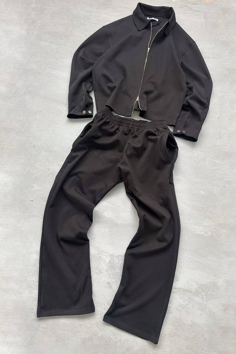 Siyah Double Face Baggy Pantolon - 4