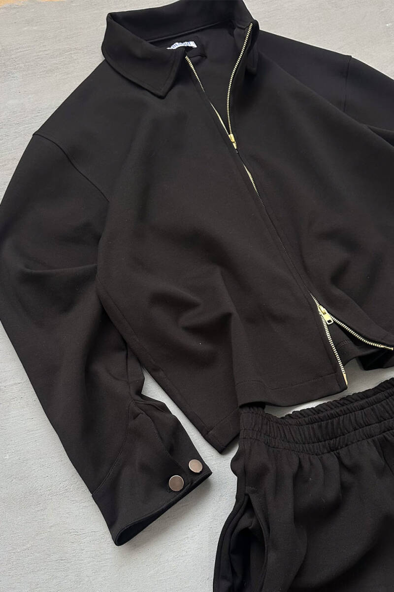 Siyah Double Face Boxy Fit Ceket - 4