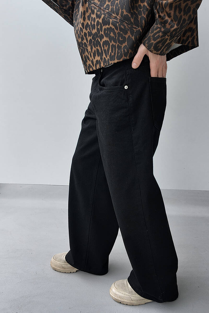 Siyah Extra Baggy Fit Jean - 4