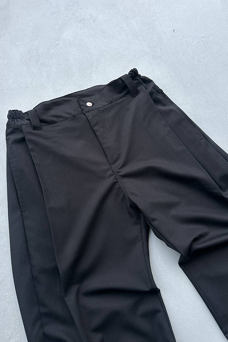 Siyah Fenna V2 Pileli Baggy Kumaş Pantolon - 9