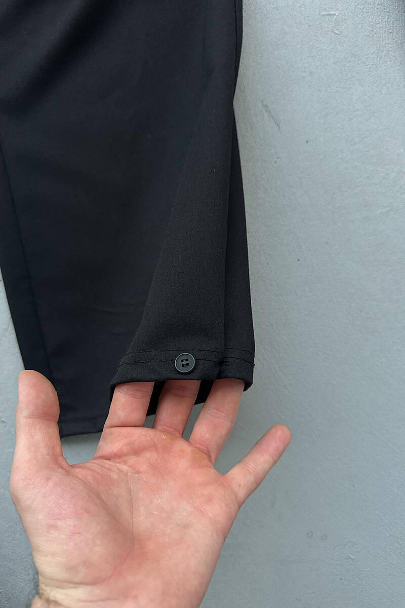 Siyah Fenna V2 Pileli Baggy Kumaş Pantolon - 12