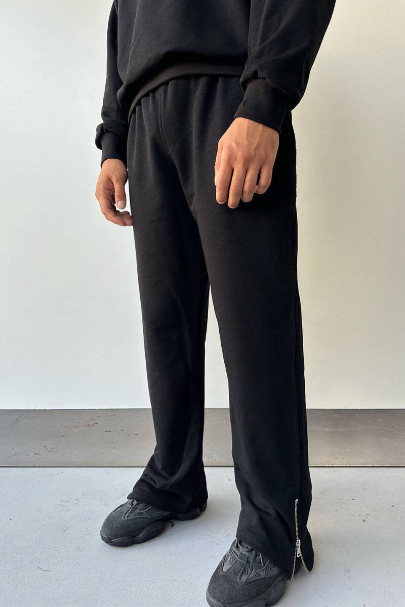 Siyah Fermuar Detaylı Baggy Eşofman - SOLDOUT