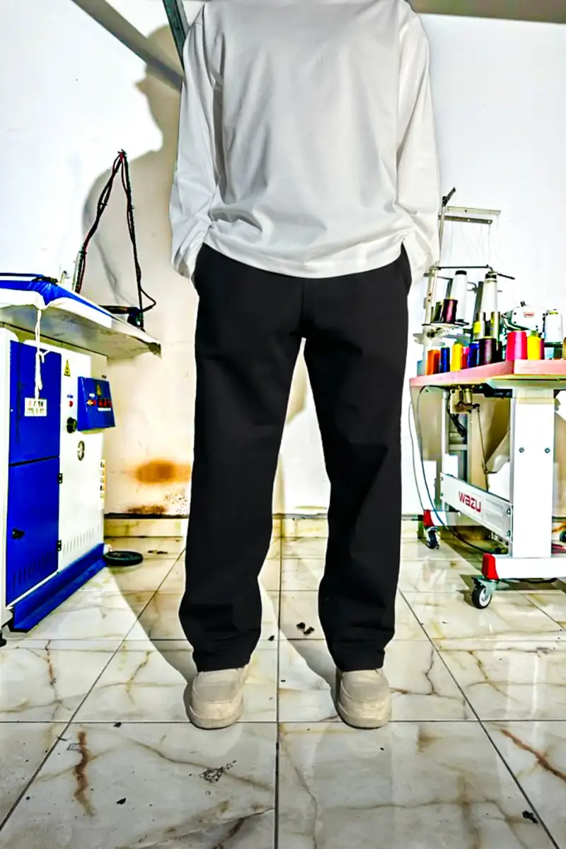 Siyah Gabardin Baggy Pantolon - 3
