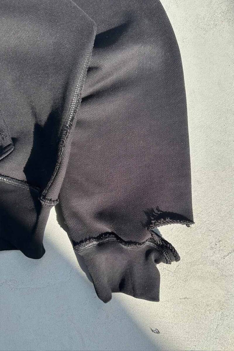 Siyah Handmade Distressed Oversize Boxy Fit Hoodie - 6