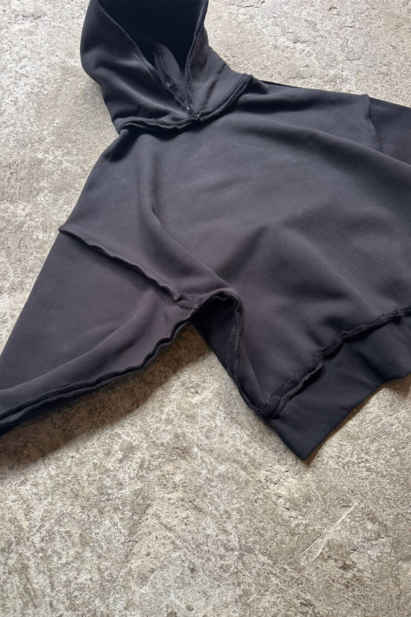 Siyah Heavyweight (550GSM) Pis Dikiş Detaylı Extra Oversize Boxy Fit Hoodie - SOLDOUT (1)